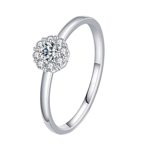 Wycian Matching Rings Gay Moissanite Ring Ehering Weißgold 9K Au375 3X3mm Runde Form Moissanit Größe 53 (16.9) Vorsteckring für Schwester Modern Schmuck von Wycian