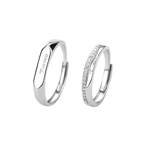 Wycian Modeschmuck Ringe Herren Partnerringe 925 Silber Sterlingsilber Tiamo Verstellbar Aktualisierung 3.0 für Paar Lesben Abschluss von Wycian