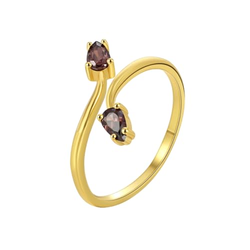Wycian Modeschmuck Ringe Verlobungsring Amethyst 14K Gold Au585 Wassertropfen Größe 45 (14.3) Klassisch für Frau Hochzeit Personalisierbar von Wycian