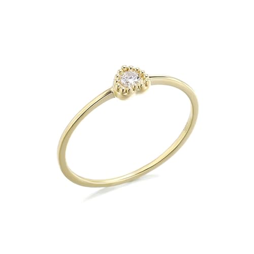 Wycian Moissanite Ring Damen, bff Ringe Gold 18K Gelbgold Moissanit D Runde Form Größe 54 (17.2) für Verlobung von Wycian