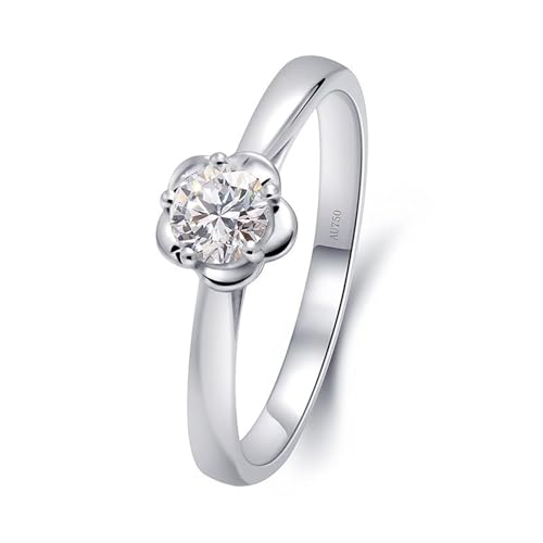 Wycian Moissanite Ring Ehering, Kronenring für Damen Silber 18K Weißgold Moissanit 0.3CT Weiß Runde Form Größe 53 (16.9) für Jahrestag von Wycian