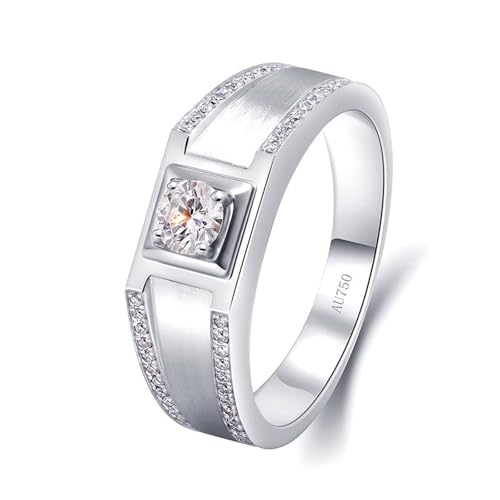 Wycian Moissanite Ring Ehering, Promise Ring Damen Silber 14K Weißgold Hergestellter Diamant 0.3CT Weiß Runde Form Größe 63 (20.1) für Muttertag von Wycian
