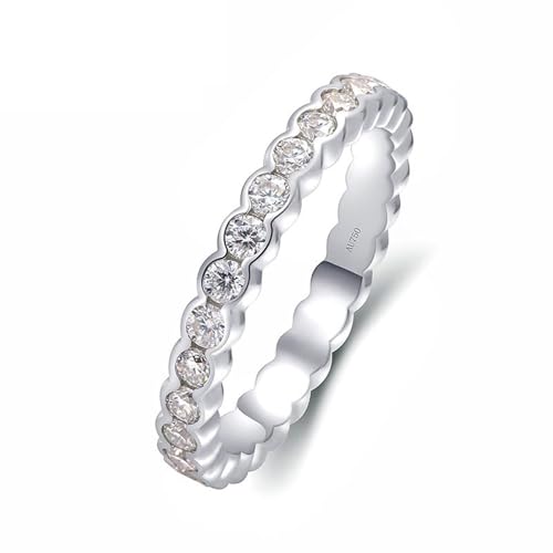 Wycian Moissanite Ring Ehering, Ringe Set Silber Vintage 14K Weißgold Natürlicher Diamant 0.95CT Weiß Runde Form Größe 60 (19.1) für Damen Verlobung von Wycian