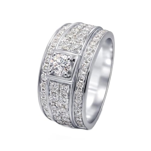 Wycian Moissanite Ring Ehering, Silberring 14K Weißgold Natürlicher Diamant 0.2CT Weiß Runde Form Größe 60 (19.1) für Damen Muttertag von Wycian