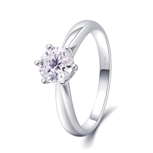 Wycian Moissanite Ring Ehering, Vintage Ring Silber 18K Weißgold Hergestellter Diamant 0.5CT Weiß Runde Form Größe 58 (18.5) für Damen Muttertag von Wycian