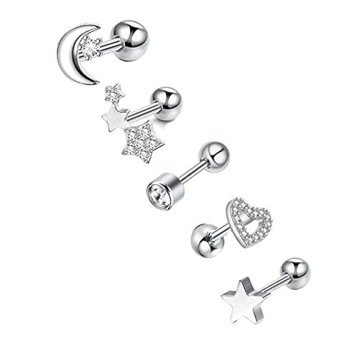 Wycian Nasenpiercing Stecker Herz, Nasenstecker Chirurgenstahl Mond-Stern-Herz mit Zirkonia Silber Piercing zum Jubiläum Geburtstag für Frauen Männer Wycian Nasenpiercing Stecker Herz, Nasenstecker Chirurgenstahl Mond-Stern-Herz mit Zirkonia Silber Piercing zum Jubiläum Geburtstag für Frauen Männer von Wycian