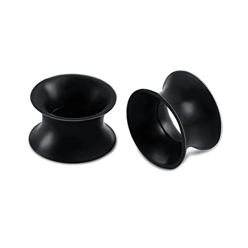 Wycian Ohr Tunnel Dehner, Silikon Tunnel 10MM Band Schwarz 2STCK 00g Silikon Tunnel Piercing für Männer Frauen von Wycian