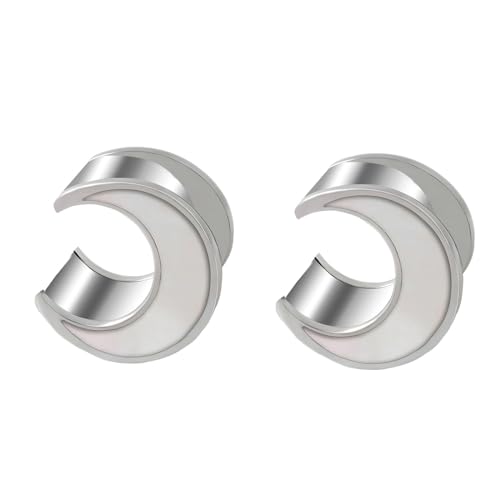 Wycian Ohr Tunnel Plug, Tunnel 10mm Silber 00G Anhänger Edelstahl Silberne Mondform für Hochzeit Ohr Plug Edelstahl 2Er Schmuck Geschenk von Wycian