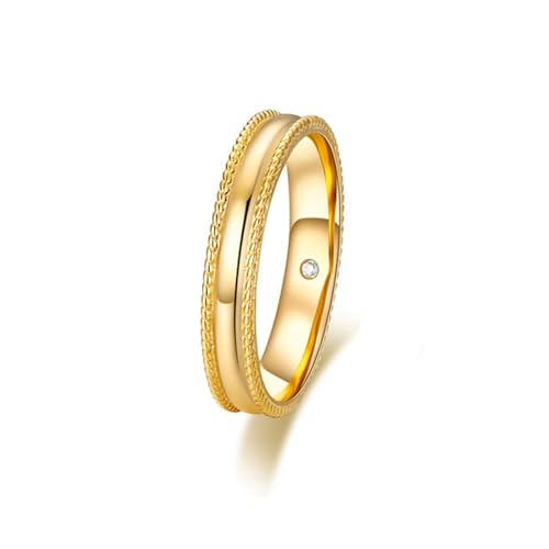 Wycian Partner Ringe Mit Kravur, Goldring Damen 18K Größe 54 (17.2) Moissanit Rundschliff Weiß Npassbar Für Neujahr Damenring von Wycian