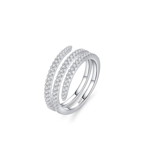 Wycian Partnerring Gravur Damen Ringe 925 Silber 7.6mm Zirkonia Doppellagiges Leinenband Größe 49 (15.6) für Mutter Abschlussball von Wycian