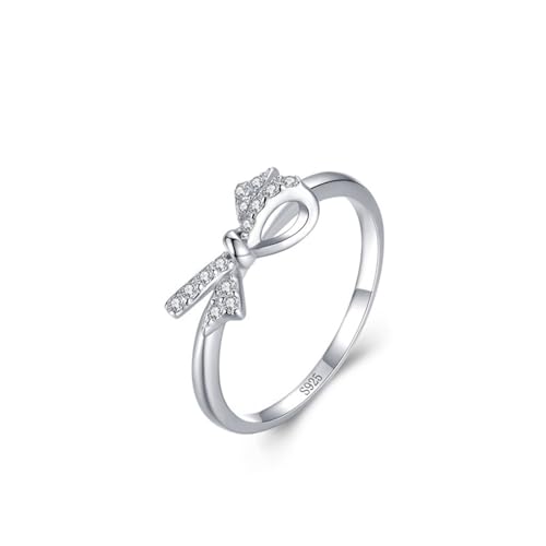 Wycian Partnerring Vintage Ring Damen mit Stein 925er Sterlingsilber 1.4mm Schleife Größe 52 (16.6) für Frau Jahrestag von Wycian
