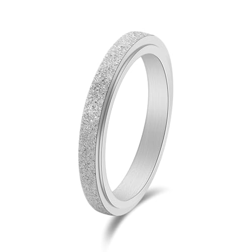 Wycian Partnerringe Damen, Hochzeit Ring Silber Titan Größe 60 (19.1) 3mm Mattiert und Drehbar Personalisiert für Mutter Vatertag von Wycian