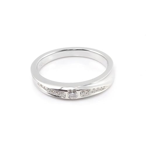 Wycian Partnerringe Freundschaftsringe, Diamant Ring Modeschmuck 18K Weißgold Größe 49 (15.6) Moissanit Rundschliff Weiß Gravur Für Geburtstag von Wycian