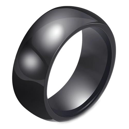 Wycian Partnerringe Gravur, Eheringe 8mm Keramik Schwarz Größe 57 (18.1) 8 mm Hochglanzpoliertes Band Personalisiert für Mutter Verlobung von Wycian