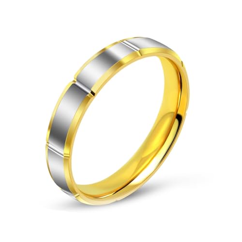 Wycian Partnerringe Gravur, Ring Titanium Edelstahl Silber Gold Größe 54 (17.2) Zweifarbig Poliert 4mm Gravur für Damen Neujahr von Wycian