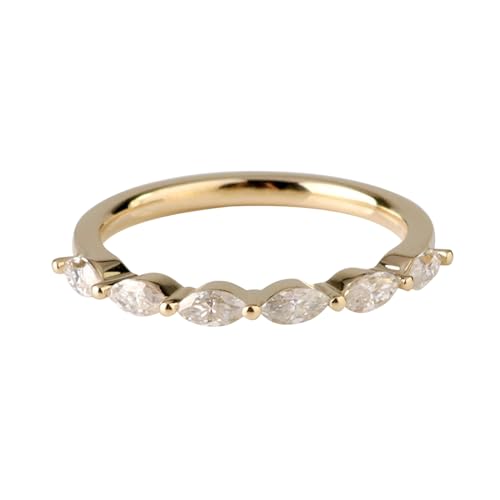 Partnerringe Personalisiert, Fingerring Damen 52 9 Karat Gelbgold Moissanit Marquiseschliff D Farbe Gravur Für Verlobung von Wycian