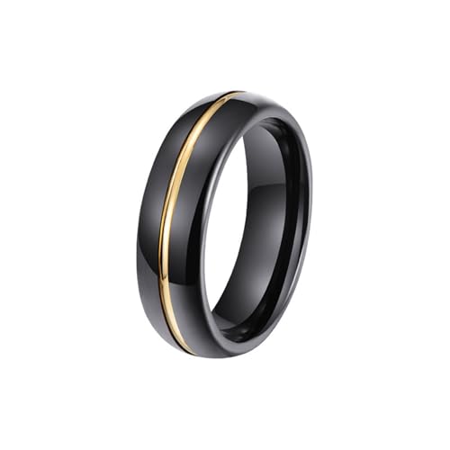 Wycian Partnerringe Verlobung, Tungsten Ring Damen Schwarz Größe 54 (17.2) Einfache Polierte Rille Personalisiert für Mutter Geburtstag von Wycian