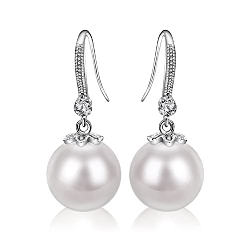 Wycian Perlen Ohrringe Hänger Perle Ohrringe Silber 925 Nickelfreie Ohrringe Perle Zirkonia Tropfen Ohrringe Vintage 12mm von Wycian