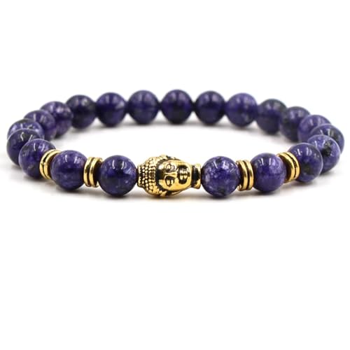 Wycian Perlen für Armbänder Lila, Edelstein Armband Amethyst Achat Kristall Lila Metalllegierung Goldbuddha 19cmx8mm Elastisch 1er Naturstein für Muttertag Wycian Perlen für Armbänder Lila, Edelstein Armband Amethyst Achat Kristall Lila Metalllegierung Goldbuddha 19cmx8mm Elastisch 1er Naturstein für Muttertag von Wycian