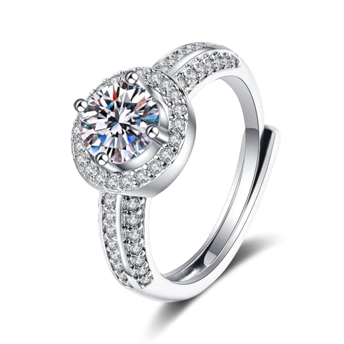 Wycian Promise Ring Bff Ringe Set Silber Frauen 18 Karat Weißgold Labordiamant Halo 4 Zinken mit Zirkonia Größe 65 (20.7) Klassisch für Schwester Weihnachten Personalisierbar von Wycian
