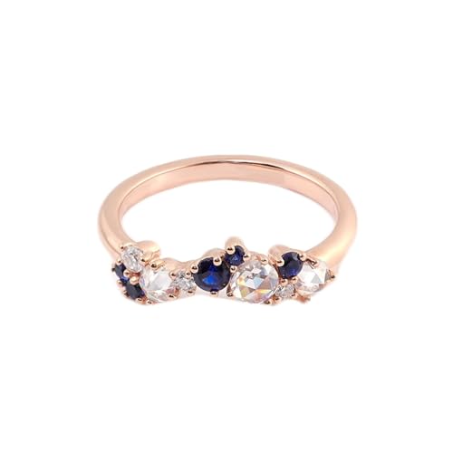 Wycian Promise Ring Blau Ring Rosegold mit Stein 9K Roségold Moissanit Oval mit Moissanit Größe 53 (16.9) Beliebt für Lesben Weihnachten Gravur von Wycian