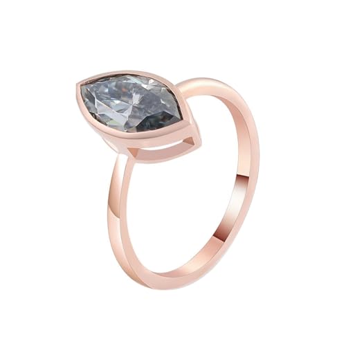 Wycian Promise Ring Damen Freundschaftsring Rosegold 14 Karat Roségold Moissanit Solitär Größe 62 (19.7) Beliebt für Schwester Weihnachten Personalisierbar von Wycian