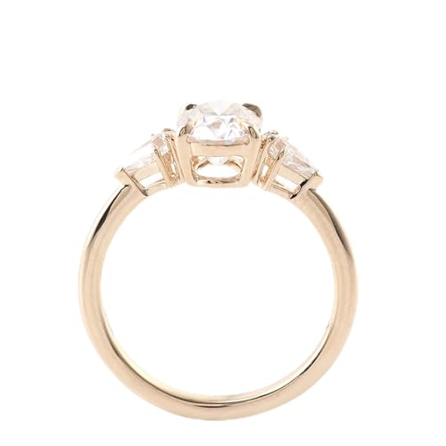 Wycian Promise Ring For Women Ringe Frauen Gold Boho Gelb 9K Gold Moissanit Bienenform mit 4 Krallen. Ovale Form. Moissanit. 2 Karat Größe 49 (15.6) Elegant für Frau Jahrestag Gravur von Wycian