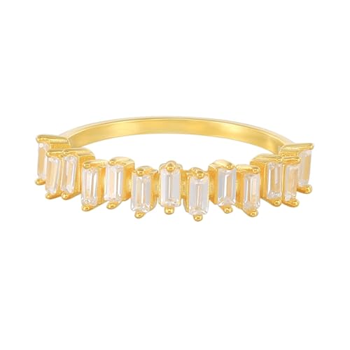 Wycian Promise Ring Man 14K Ring Gold 14 Karat Au585 Rechteckform Moissanit Größe 45 (14.3) Vorsteckring für Schwester Modern Schmuck Geschenk von Wycian