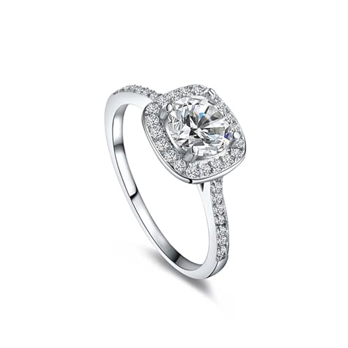 Wycian Promise Ring Man Eheringe Silber Deko 14 Karat Au585 7X7mm Runde Form Moissanit Größe 56 (17.8) Vorsteckring für Schwester Modern Schmuck Geschenk von Wycian