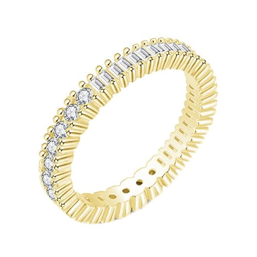 Wycian Promise Ring Man Gold Ringe Frauen Schlicht 9K Gelbgold Au375 Rechteckform Moissanit Größe 57 (18.1) Vorsteckring für Lesben Klassisch Schmuck von Wycian