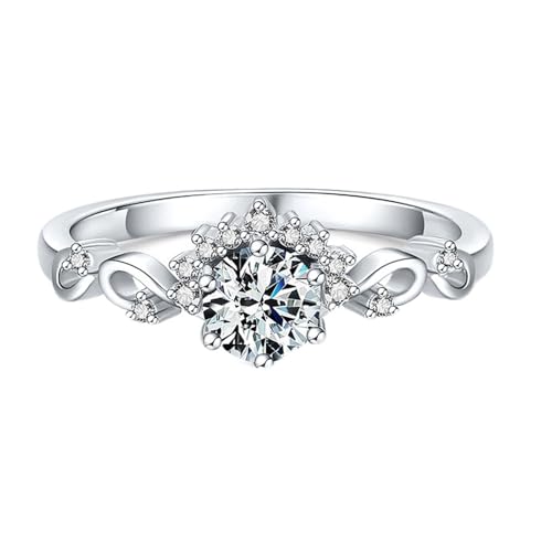 Wycian Promise Ring Man Ringe Frauen Weissgold 14 Karat Au585 5X5mm Runde Form Moissanit Größe 50 (15.9) Vorsteckring für Schwester Modern Schmuck Geschenk von Wycian