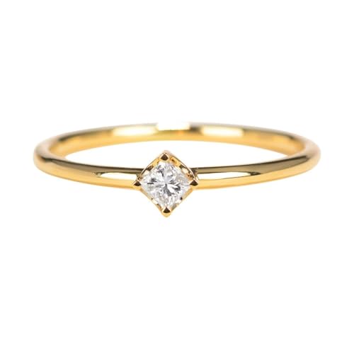 Wycian Promise Ring Mann, Ring 18K Gelbgold Größe 50 (15.9) Moissanit Quadratschliff Weiß Gravur Für Hochzeit Verlobungsring Damen Unendlich von Wycian