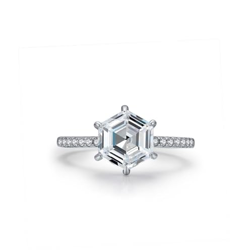 Wycian Promise Ring Mann Ehering Damen 925 1.7mm Zirkonia Sechseckiger Solitär Größe 49 (15.6) für Abschlussball von Wycian