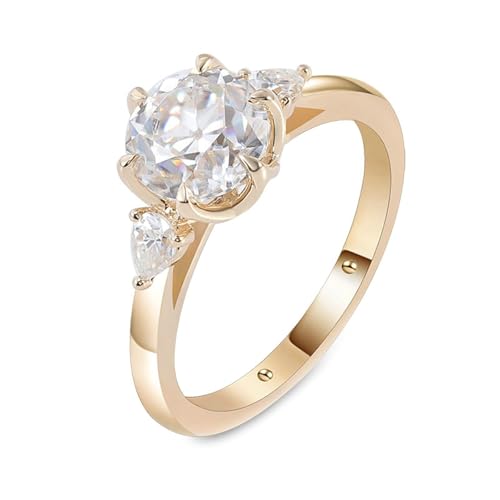 Wycian Promise Ring Mann Ringe Gold 18K Gelb Moissanit mit Rundem Moissanit 1 Ct Größe 47 (15.0) Einfach für Tante Weihnachten Personalisierbar von Wycian