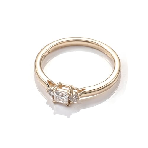 Wycian Promise Ring Men Gold Ringe Frauen 18K Gelb Moissanit Quadrat Größe 56 (17.8) Elegant für Tante Cocktail Personalisierbar von Wycian