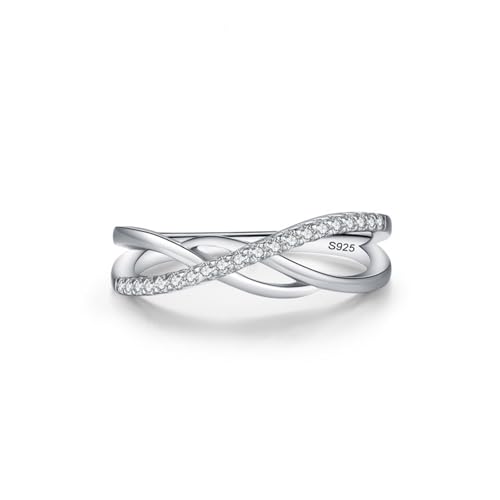 Wycian Promise Ring Men Ringe Silber 925 Damen 1.7mm Zirkonia Mikropflaster-Kreuzdesign Größe 49 (15.6) für Muttertag von Wycian