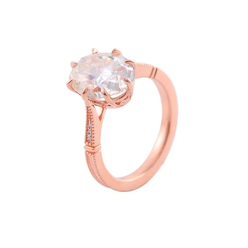 Wycian Promise Ring Men Rosegold Ring Vintage 9 Karat Roségold Moissanit Ovale Form Größe 50 (15.9) Elegant für Lesben Weihnachten Gravur von Wycian