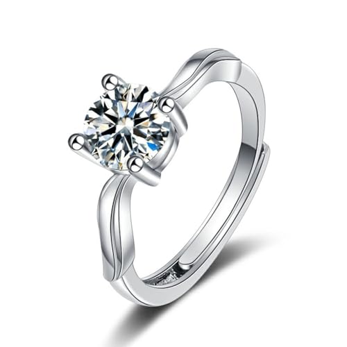 Wycian Promise Ring Personalisiert Verlobungsring 18 Karat Silber 18 Karat Weißgold Moissanit 4 Zinken mit Zirkonia Größe 47 (15.0) Klassisch für Frau Thanksgiving Personalisiert von Wycian