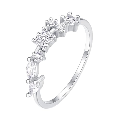 Wycian Promise Ring Ring Moissanite Weißgold 14 Karat Au585 Marquise Moissanit Größe 60 (19.1) Vorsteckring für Mutter Einfach Schmuck Geschenk von Wycian