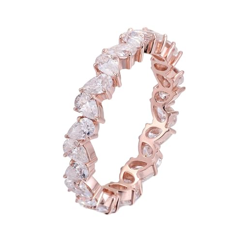 Wycian Promise Ring mit Gravur Ringe Rosegold Echt 9K Roségold Moissanit Unregelmäßiges Design Größe 50 (15.9) Beliebt für Frau Cocktail Personalisierbar von Wycian