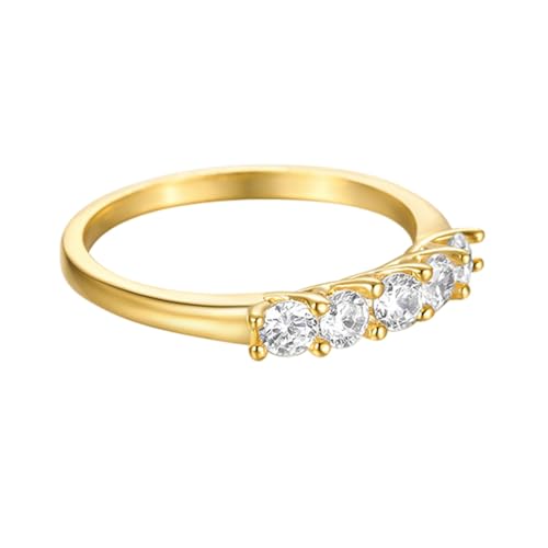 Wycian Promise Ring mit Gravur Verlobungsringe Damen Gold 9K Gelbgold Au375 Runde Form Moissanit Größe 57 (18.1) Vorsteckring für Lesben Klassisch Schmuck von Wycian