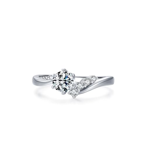 Wycian Ring 52 Verlobungsring Damen Zirkonia 925er Sterlingsilber 1.8mm Eleganter Stil mit Zirkon für Frau Jahrestag von Wycian