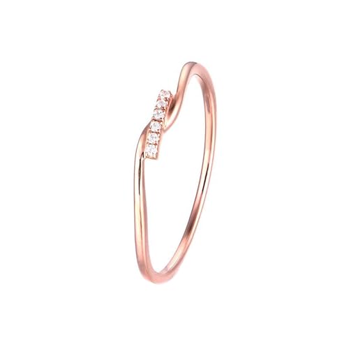 Wycian Ring Damen, Ring Rosegold Damen Retro 18K 2.6Mm Größe 50 (15.9) Diamant Rundschliff Weiß Gravur Für Valentinstag Ring Damen Wasserfest von Wycian