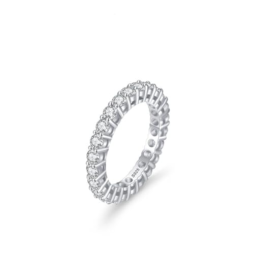 Wycian Ring Damen 52 Ring Zirkonia Kristalle 925er Sterlingsilber 3.1mm Kanaleinstellung für Mutter Jahrestag von Wycian