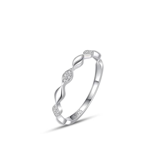 Wycian Ring Damen 60 Verlobungsringe Damen Silber 925er Sterlingsilber 1.6mm Zirkonia Diamantförmiges Band für Jahrestag von Wycian