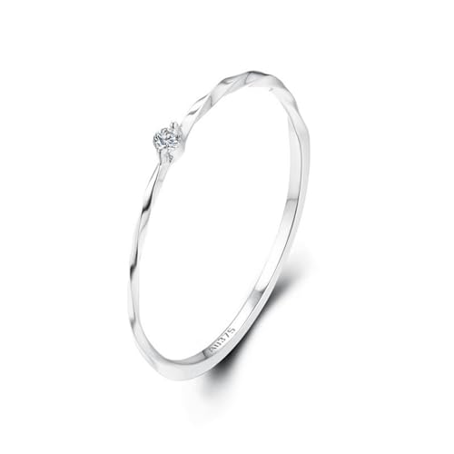 Wycian Ring Damen Boho, Silber Ring Mit Steinen 18K Weißgold Größe 54 (17.2) Diamant Rundschliff Weiß Gravur Für Abschlussball von Wycian