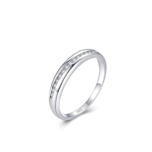 Wycian Ring Damen Boho Verlobungsring 925 1.5mm Zirkonia Geometrisches Mikropflaster Größe 49 (15.6) für Frau Abschluss von Wycian