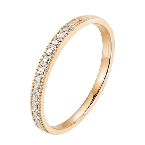 Wycian Ring Damen Eheringe 18 Karat Gold Moissanit Rund mit Moissanit Größe 53 (16.9) Beliebt für Schwester Weihnachten Gravur von Wycian