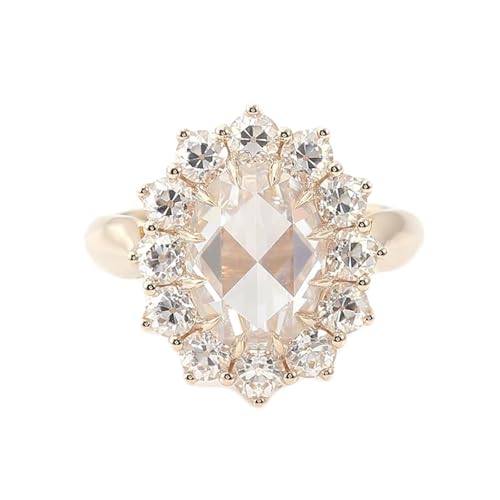 Wycian Ring Damen Luxus Goldring Damen 18K Moissanit Blume Größe 57 (18.1) Beliebt für Lesben Weihnachten Personalisierbar von Wycian