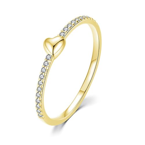 Wycian Ring Damen Luxus Hochzeitsring Damen Gold 9K Gelbgold Au375 Runde Form Moissanit Größe 61 (19.4) Vorsteckring für Lesben Klassisch Schmuck Geschenk von Wycian